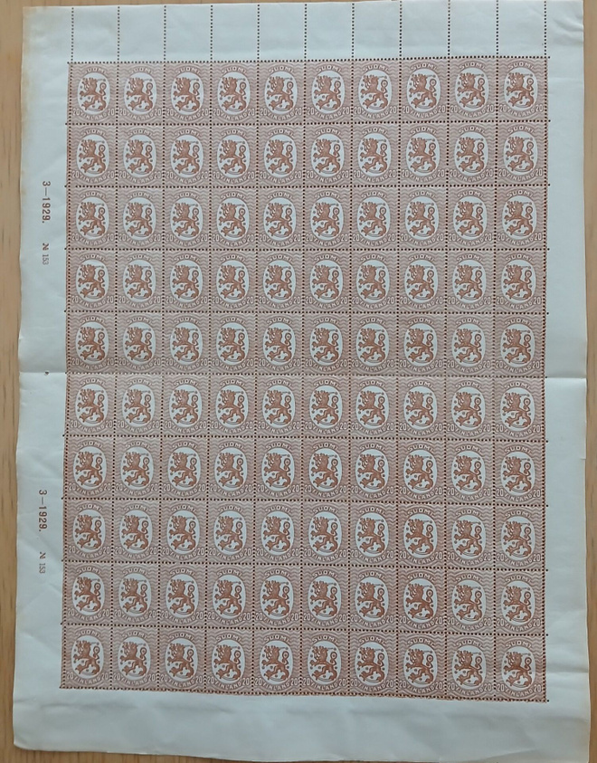 1927-1929 Postitorvivesileimaiset,20p ruskea,LAPE 127B**