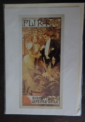 Alphonse Mucha postikortti, Flirt, kuorella