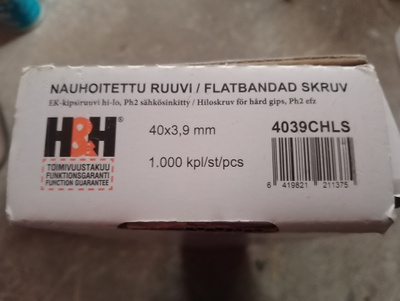 Nauhoitettu ruuvi 40x3.9. 2000kpl
