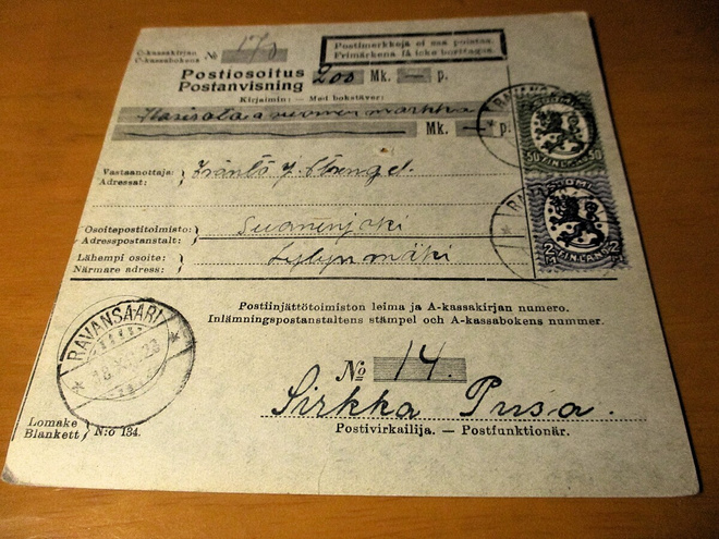 1928 Ravanvaari postiosoitus Suonenjoelle