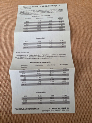 Linja-auto aikataulu klaavolan linja ky