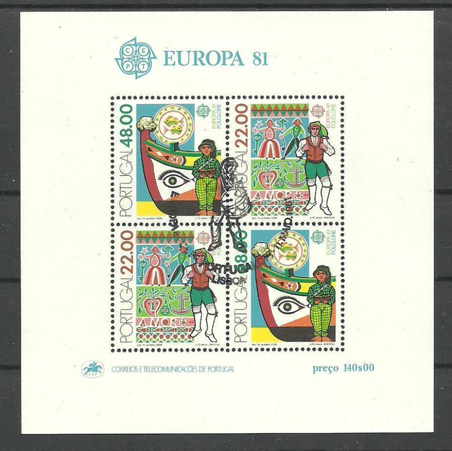 PORTUGALI EUROPA CEPT eurooppamerkit blokki 1981 o