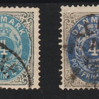 1875 Tanska kaksi 4Øre merkkiä leimattuna - pikkukuva 1