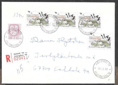 Postilähetys - R 1,80 yl.m (LAPE 4x918) Hki 10 10.2.1983