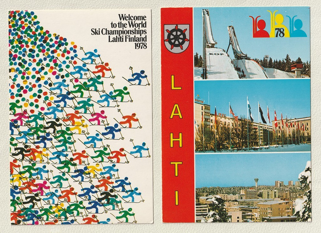 Lahden MM-hiihtojen 1978 postikortteja 2 kpl