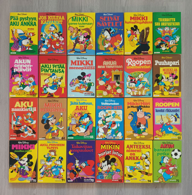 Aku Ankan taskukirjat 51-75 (nro 69 puuttuu) 1. painos