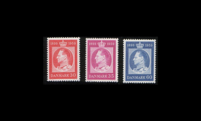 Tanska 371-3 ** Frederik IX 60v (1959)