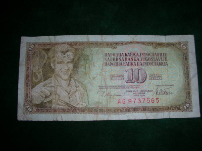 Vanha seteli Jugoslavia 10 din 1978