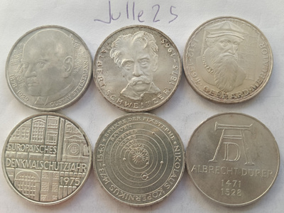 1x Länsisaksa juhlakolikko 5 markkaa hopeaa