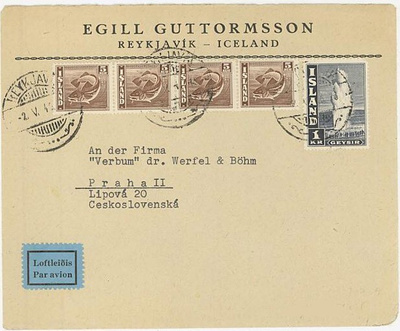 Islanti Mi 239 ym lentokirje Prahaan