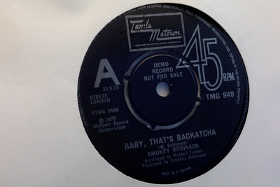 SMOKEY ROBINSON : BABY THAT'S BACKATCHA : DEMO VINYYLI 7" 75