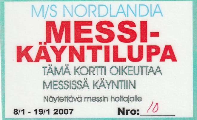 LAIVAKORTTI - M/S NORDLANDIA MESSI-KÄYNTILUPA