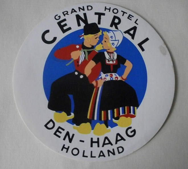 Hotelli- / matkalaukkumerkki, Grand Hotel Central, Haag