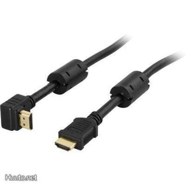 Deltaco HDMI Kaapeli, 4K, UltraHD, 2m, kulma, musta *UUSI*