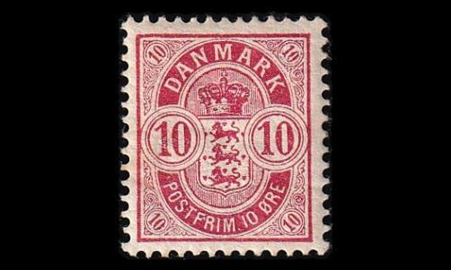 Tanska 35YB * Vaakuna ovaalissa 10 öre (12¾) (1884)