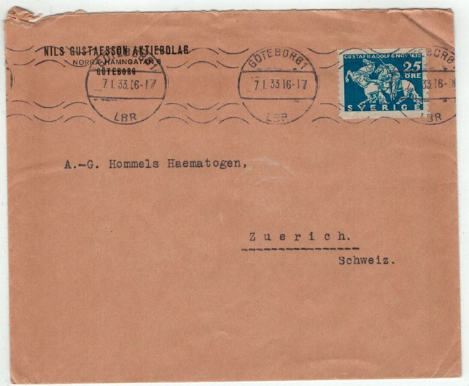 Ruotsi Mi  218 kirje Sveitsiin