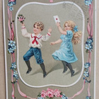 Lapset tuovat tanssien onnittelut, ympärillä kukkia, p. 1913 - pikkukuva 1
