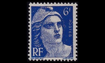Ranska 693 ** Marianne 6 Fr violetinsininen (1945)