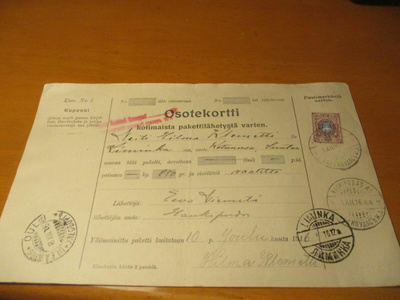 1916 Haukipudas As. osoitekortti sens