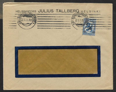 Postilähetys - Saarinen 50/25 (LAPE 87) Helsinki 22.1.1920