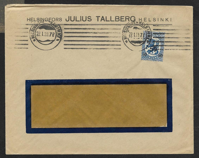 Postilähetys - Saarinen 50/25 (LAPE 87) Helsinki 22.1.1920