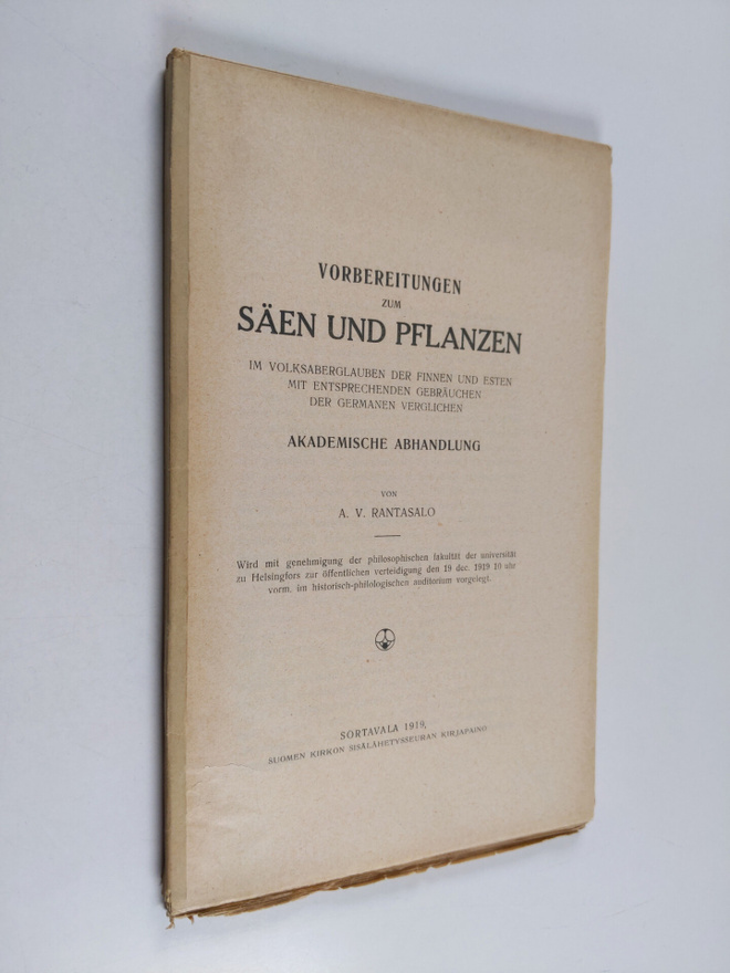 A. V. (toim.) Rantasalo : Vorbereitungen zum Säen und pfl...