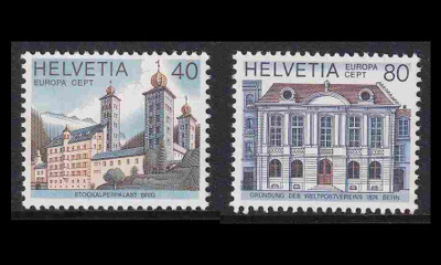 Sveitsi 1128-9 ** Europa rakennusmuistomerkit (1978)