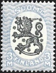 1926 M-17 Saarinen 3 mk sininen/musta HR ** LaPe 121 A W 1