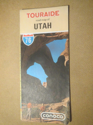 vintage Tour Aide Road Map of Utah