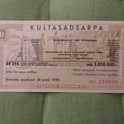 Kultasade Arpaa myytiin syksyllä 1939 ennen talvisotaa