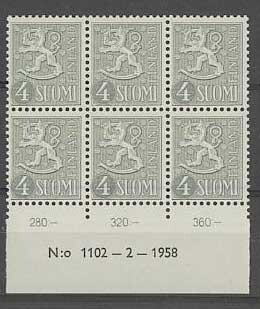 1958  4(mk) harmaa nro-6lo 1102 ++