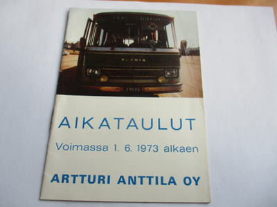 1973 Artturi Anttila Kankaanpää linjaliikenne aikataulu 16s.