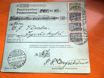 1914 Hiitola R.a. postiosoitus Jyväskylään