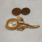 Vintage kukka solki rintaneula – gold plated emaloitu - pikkukuva 5