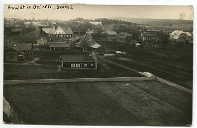 Orivesi Näkymä kirkon katolta keskustaan, kulkenut 1928