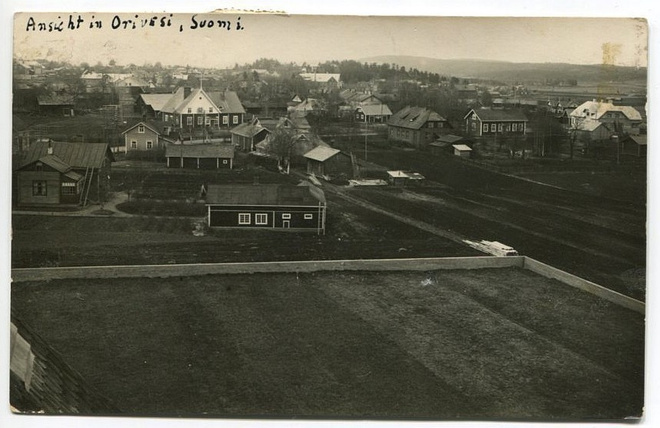 Orivesi Näkymä kirkon katolta keskustaan, kulkenut 1928