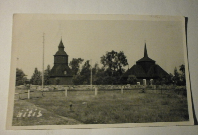 Hiittinen / Hitis, kirkko ja kellotapuli, valokuvapk, p.