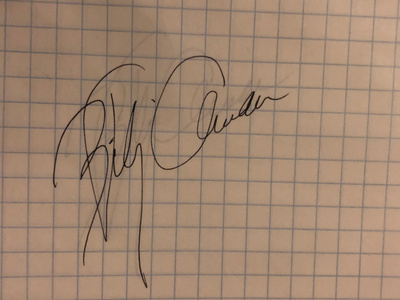 Billy Carson nimikirjoitus paperilla