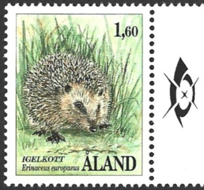 Åland 1991 Nisäkkäitä 1,60 mk välilöpari logo ** LaPe 044