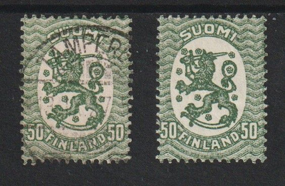 1921 50p Saarisen malli leimattuna ja leimaamattomana**