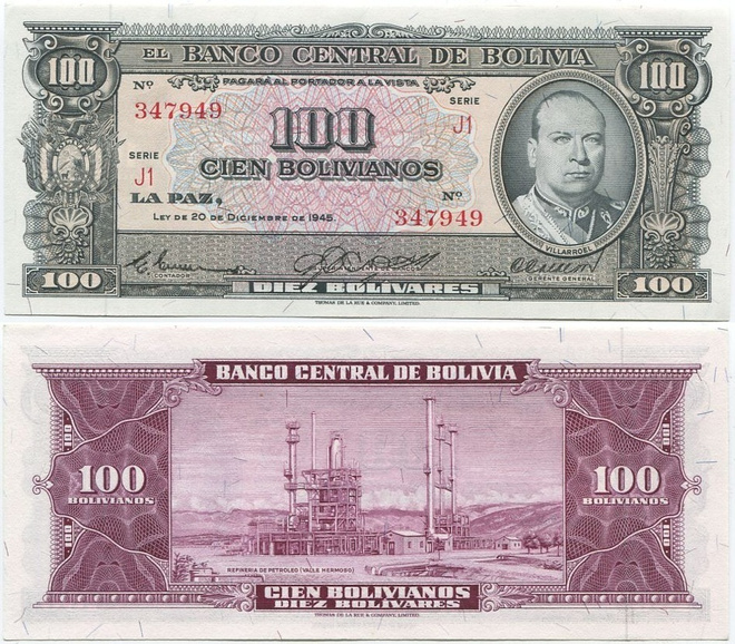 Bolivia 100 Bolivianos 1945 (P-147) UNC