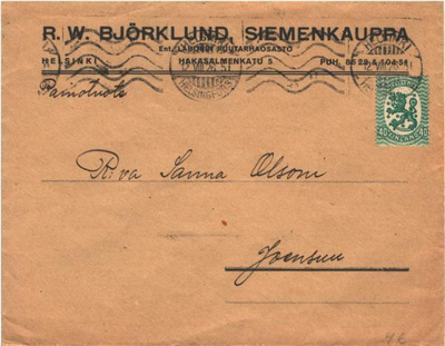 FIRMAKUORI HELSINKI R W BJÖRKLUND SIEMENKAUPPA