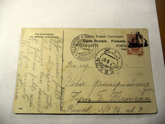 1907 Hki laivapostikortti Revaliin