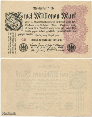Saksa (Weimarin tasavalta) 2000000 Mark 1923 (P-104c) AU