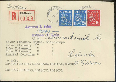 M30 1954 R-kirje Niinikumpu