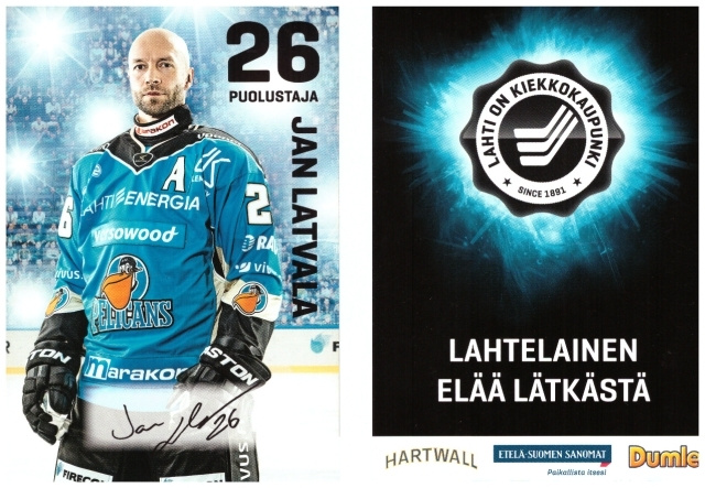 JAN LATVALA #26 PELICANS Postikortti Nimmarilla