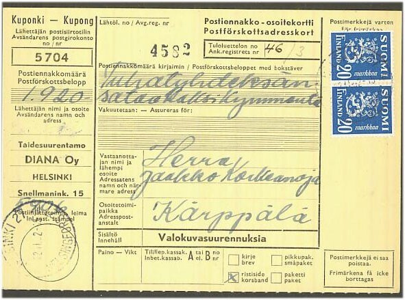 1950 20mk sininen leijona pari postiennakkoristiside