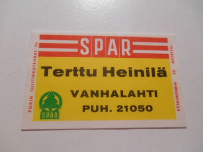TT Etiketti SPAR Terttu Heinilä Vanhalahti