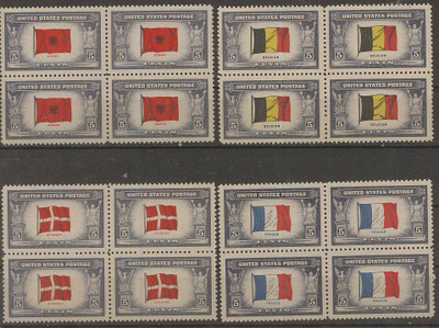USA Mi 512-524 (lippuja) nelilöt ++