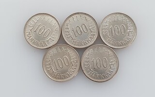 Hopearahat 5x 100 Markkaa 1956-1960